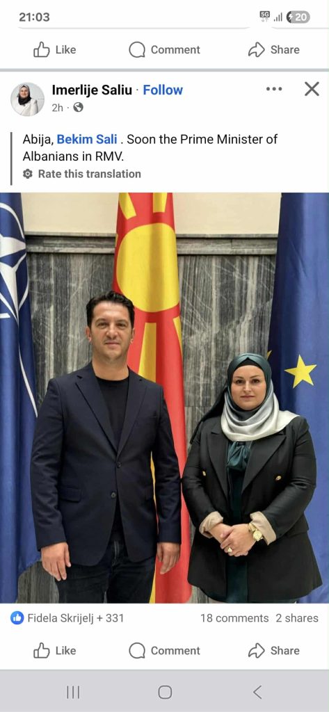 (Фото) Шокантна објава на пратеничка од Влен во Собранието: Ова ќе биде премиерот на Албанците во Македонија