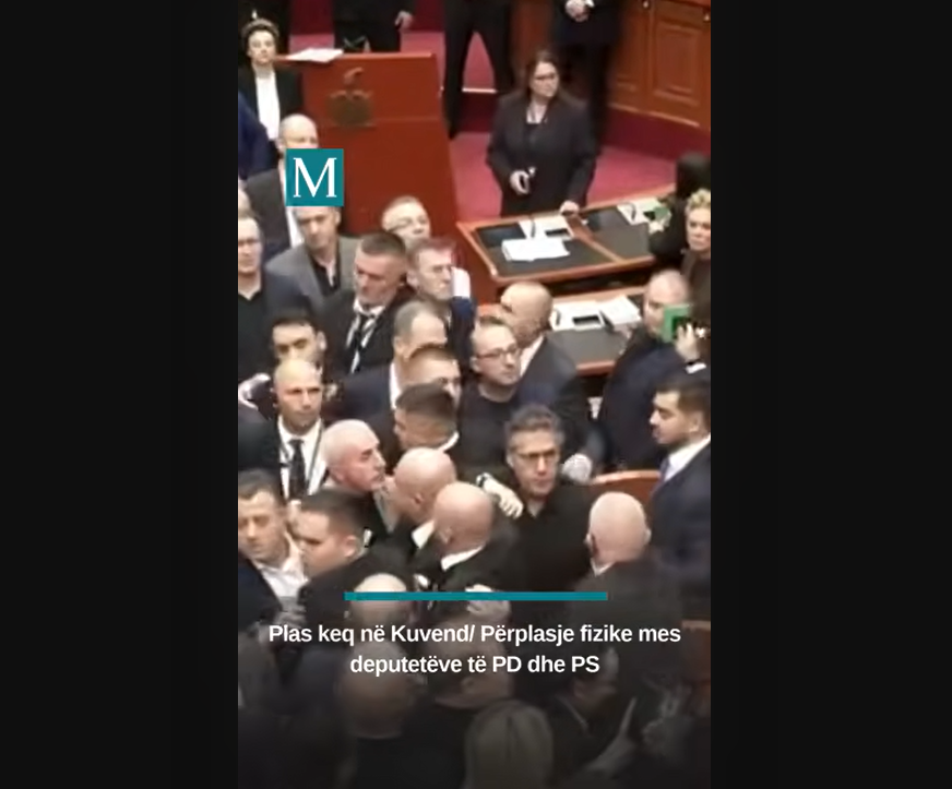 (Видео) МАСОВНА ТЕПАЧКА во албанскиот парламент